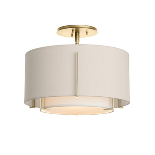 Buy modern-brass-with-natural-anna-inner-shade-flax-outer-shade-glass-and-natural-cream-shade Exos Flush Mount Ceiling Light by Hubbardton Forge