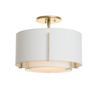 Buy modern-brass-with-natural-anna-inner-shade-natural-anna-outer-shade-glass-and-white-shade Exos Flush Mount Ceiling Light by Hubbardton Forge