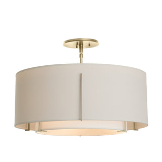 Buy modern-brass-with-natural-anna-inner-shade-flax-outer-shade-glass-and-white-shade Exos Flush Mount Ceiling Light by Hubbardton Forge