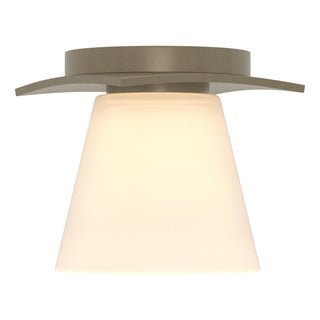 Buy soft-gold-with-opal-glass-gg-glass-and-white-shade Wren Semi-Flush Mount Ceiling Light by Hubbardton Forge
