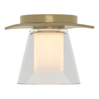Buy modern-brass-with-clear-glass-with-opal-diffuser-zu-glass-and-clear-shade Wren Flush Mount Light by Hubbardton Forge