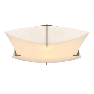 Buy soft-gold-with-spun-frost-sh-glass-and-white-shade Bento Semi-Flush Mount Ceiling Light by Hubbardton Forge