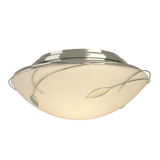 Buy sterling-with-opal-glass-gg-glass-and-white-shade Leaf Flush Mount Ceiling Light by Hubbardton Forge