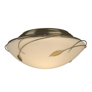 Buy modern-brass-with-opal-glass-gg-glass-and-white-shade Leaf Flush Mount Ceiling Light by Hubbardton Forge