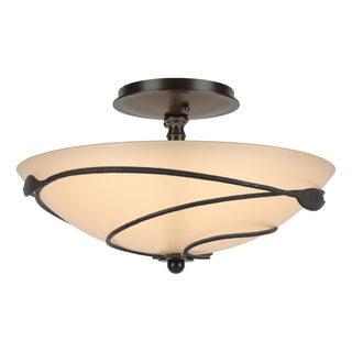 Buy oil-rubbed-bronze-with-sand-glass-ss-glass-and-amber-brown-shade Leaf Flush Mount Ceiling Light by Hubbardton Forge