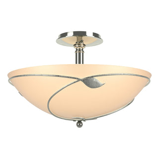 Buy sterling-with-sand-glass-ss-glass-and-amber-brown-shade Leaf Semi-Flush Mount Ceiling Light by Hubbardton Forge
