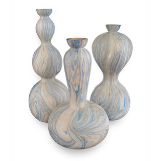 Calm Sea Marbleized Vase Set of Vase Set of 3 by Currey and Company