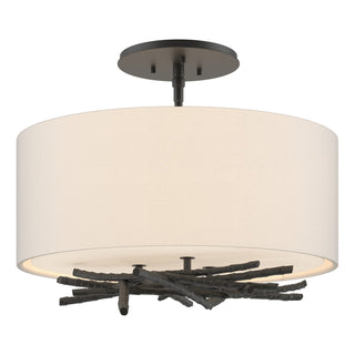 Buy black-with-flax-shade-se-glass-and-white-shade Brindille Flush Mount Ceiling Light by Hubbardton Forge