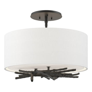Buy black-with-natural-anna-shade-sf-glass-and-white-shade Brindille Semi-Flush Mount Ceiling Light by Hubbardton Forge