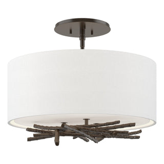 Buy oil-rubbed-bronze-with-natural-anna-shade-sf-glass-and-white-shade Brindille Flush Mount Ceiling Light by Hubbardton Forge