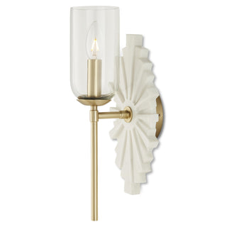 Buy white-brass-clear Benthos Collection Outdoor (Damp) Sconce by Currey and Company