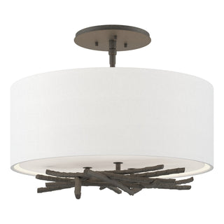 Buy natural-iron-with-natural-anna-shade-sf-glass-and-white-shade Brindille Flush Mount Ceiling Light by Hubbardton Forge