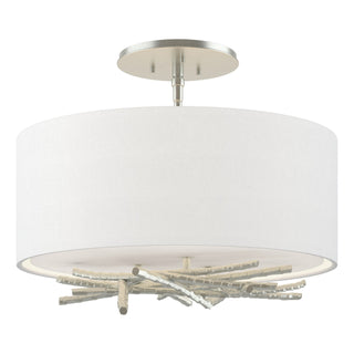 Buy vintage-platinum-with-natural-anna-shade-sf-glass-and-white-shade Brindille Flush Mount Ceiling Light by Hubbardton Forge