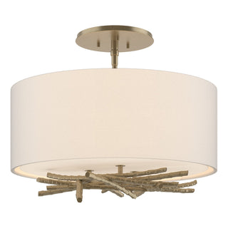 Buy soft-gold-with-flax-shade-se-glass-and-natural-cream-shade Brindille Flush Mount Ceiling Light by Hubbardton Forge