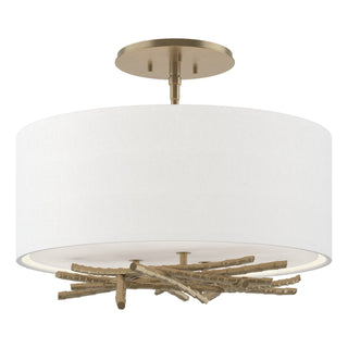 Buy soft-gold-with-natural-anna-shade-sf-glass-and-white-shade Brindille Semi-Flush Mount Ceiling Light by Hubbardton Forge