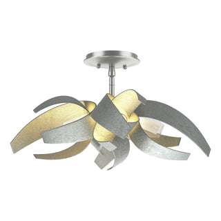 Buy vintage-platinum-with-clear-glass-with-frosted-diffuser-ye-glass-and-clear-shade Corona Semi-Flush Mount Ceiling Light by Hubbardton Forge