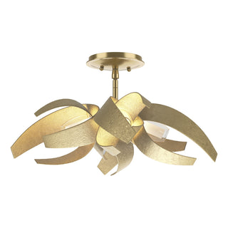 Buy modern-brass-with-clear-glass-with-frosted-diffuser-ye-glass-and-clear-shade Corona Semi-Flush Mount Ceiling Light by Hubbardton Forge