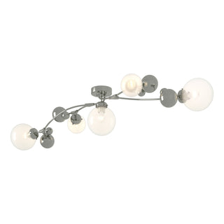Buy sterling-with-opaline-glass-wf-glass-and-white-shade Sprig Semi Flush Mount Light by Hubbardton Forge