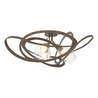 Buy bronze-with-clear-glass-zm-glass-and-clear-shade Nest Semi-Flush Mount Ceiling Light by Hubbardton Forge