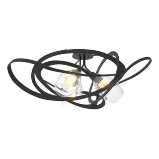 Buy black-with-clear-glass-zm-glass-and-clear-shade Nest Semi Flush Mount Light by Hubbardton Forge