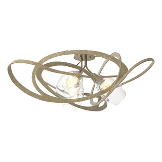 Buy soft-gold-with-clear-glass-zm-glass-and-clear-shade Nest Semi-Flush Mount Ceiling Light by Hubbardton Forge