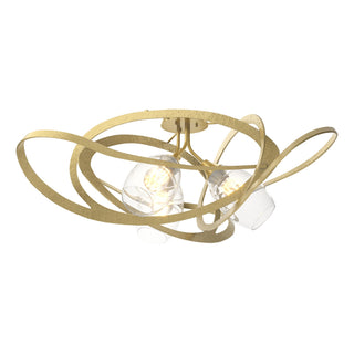 Buy modern-brass-with-clear-glass-zm-glass-and-clear-shade Nest Semi Flush Mount Light by Hubbardton Forge