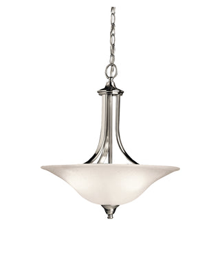 Buy brushed-nickel-with-satin-etched-seeded-glass-and-white-shade Dover Pendant by Kichler