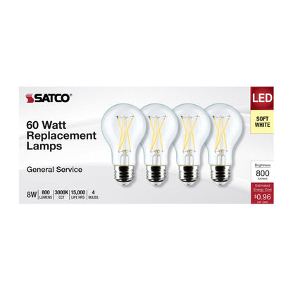 8.2 Watt (75 Watt Equivalent) Medium A19 120V LED 3000k Light Bulb by Satco