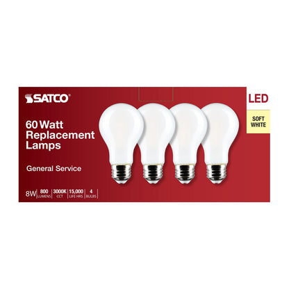 8 Watt (75 Watt Equivalent) E26 A19 120V LED 3000k Light Bulb by Satco