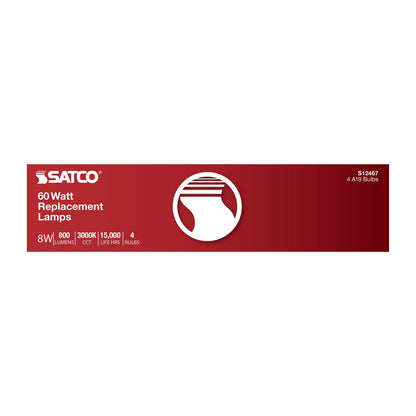 8 Watt (75 Watt Equivalent) E26 A19 120V LED 3000k Light Bulb by Satco