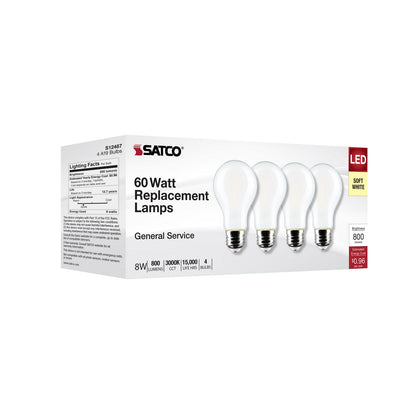 8 Watt (75 Watt Equivalent) E26 A19 120V LED 3000k Light Bulb by Satco