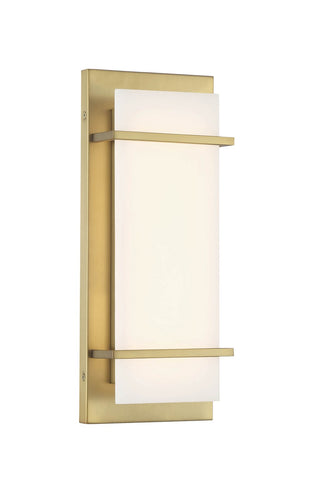 Buy soft-brass-with-white-glass-and-white-shade Tarnos Outdoor (Damp) Sconce by Minka-Lavery