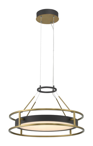 Buy sand-coal-and-soft-brass-with-white-glass-and-black-shade Levitation Outdoor (Damp) Pendant by Minka-Lavery