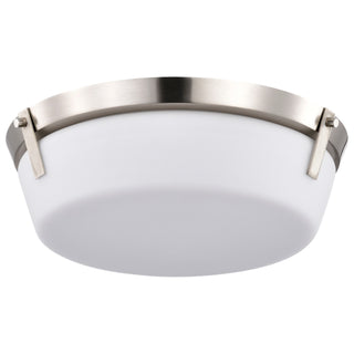 Buy brushed-nickel-with-etched-white-glass-and-white-shade Rowen Outdoor (Damp) Flush Mount Ceiling Light by Nuvo Lighting