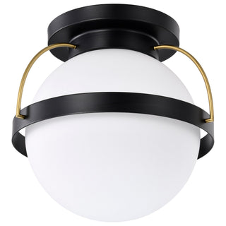 Buy matte-black-with-white-opal-glass-and-opal-shade Lakeshore Outdoor (Damp) Flush Mount Ceiling Light by Nuvo Lighting