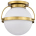 Natural Brass with White Opal Glass and Opal Shade