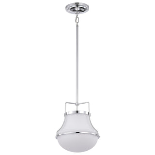 Buy polished-nickel-with-white-opal-glass-and-opal-shade Valdora Outdoor (Damp) Pendant by Nuvo Lighting
