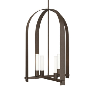 Buy bronze-with-frosted-glass-fd-glass-and-white-shade Triomphe Pendant by Hubbardton Forge