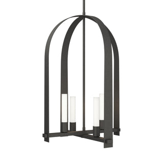 Buy natural-iron-with-frosted-glass-fd-glass-and-white-shade Triomphe Pendant by Hubbardton Forge