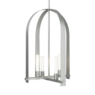 Buy vintage-platinum-with-frosted-glass-fd-glass-and-white-shade Triomphe Pendant by Hubbardton Forge