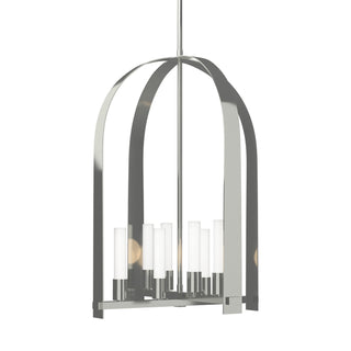 Buy sterling-with-frosted-glass-fd-glass-and-white-shade Triomphe Pendant by Hubbardton Forge