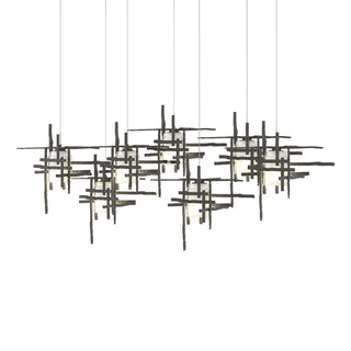 Buy dark-smoke-with-cast-glass-yc-glass-and-clear-seedy-shade Tura Pendant by Hubbardton Forge