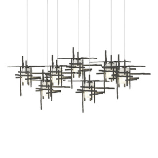 Buy natural-iron-with-cast-glass-yc-glass-and-white-shade Tura Pendant by Hubbardton Forge