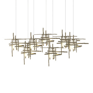 Buy soft-gold-with-cast-glass-yc-glass-and-white-shade Tura Pendant by Hubbardton Forge