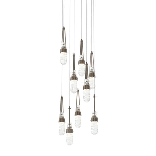 Buy bronze-with-clear-glass-with-white-threading-yj-glass-and-clear-shade Link Pendant by Hubbardton Forge