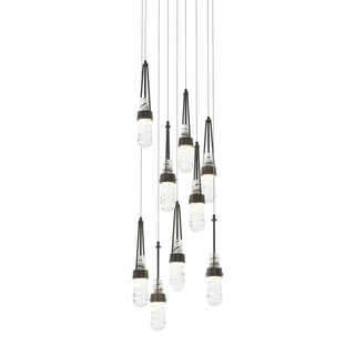 Buy black-with-clear-glass-with-white-threading-yj-glass-and-clear-textured-shade Link Pendant by Hubbardton Forge