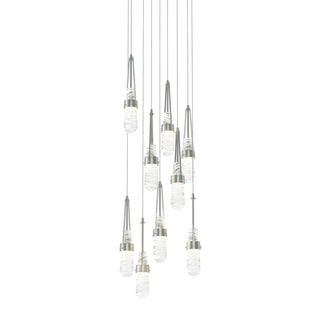Buy vintage-platinum-with-clear-glass-with-white-threading-yj-glass-and-clear-textured-shade Link Pendant by Hubbardton Forge