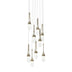 Soft Gold with Clear Glass with White Threading (YJ) Glass and Clear Textured Shade