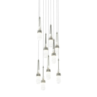 Buy sterling-with-clear-glass-with-white-threading-yj-glass-and-clear-textured-shade Link Pendant by Hubbardton Forge