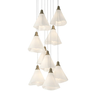 Buy soft-gold-with-spun-frost-sh-glass-and-white-shade Mobius Pendant by Hubbardton Forge